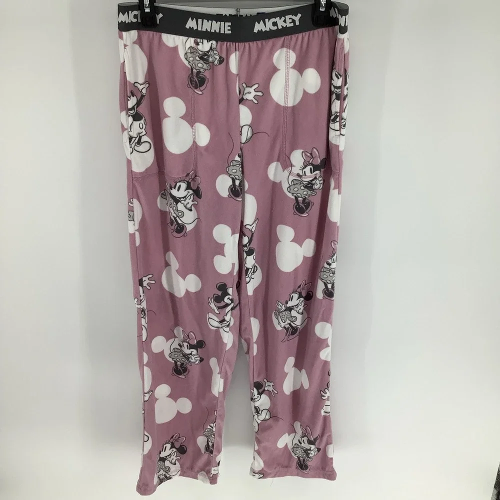 Disney Mickey Minnie Pink Pajama Lounge Pants Womens Sz S - Picture 2 of 3